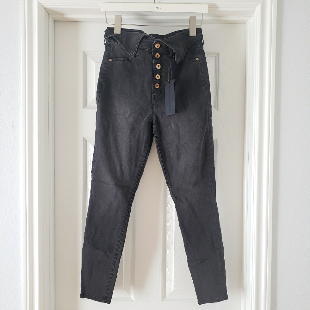 High Rise Foldover Waist Jeans
